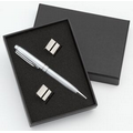 Square Cufflinks & Ball Point Pen Set with 2-Piece Gift Box